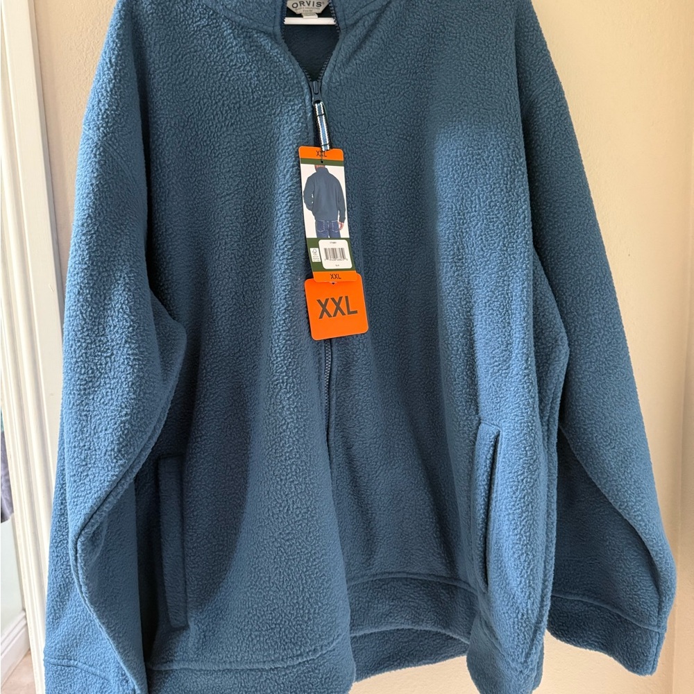 Blue Fleece full zip jacket XXL new with Tags